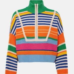 Staud Hampton Cropped Half-Zip Sweater